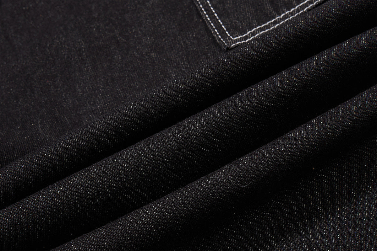 DAXUEN black wide-leg denim jeans with unique closure