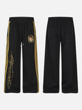 DAXUEN black wide-leg sweatpants with yellow stripes
