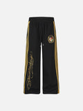 DAXUEN black wide-leg sweatpants with yellow stripes