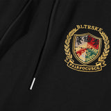 DAXUEN black wide-leg track pants with embroidered crest