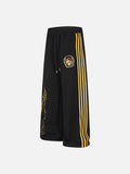 DAXUEN black wide-leg track pants with embroidered crest