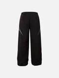 DAXUEN black wide-leg track pants with dark grey curved panels