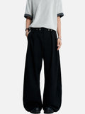 DAXUEN black wide-leg trousers with vertical pinstripes