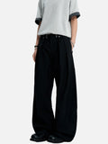DAXUEN black wide-leg trousers with vertical pinstripes