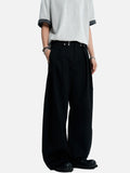 DAXUEN black wide-leg trousers with vertical pinstripes