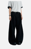 DAXUEN black wide-leg trousers with vertical pinstripes