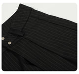 DAXUEN black wide-leg trousers with vertical pinstripes