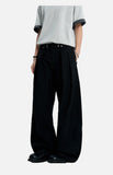 DAXUEN black wide-leg trousers with vertical pinstripes