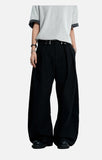 DAXUEN black wide-leg trousers with vertical pinstripes