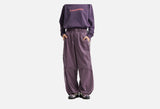 Muted Purple Color-Blocked Wide-Leg Track Pants