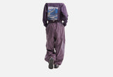 Muted Purple Color-Blocked Wide-Leg Track Pants