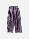 Muted Purple Color-Blocked Wide-Leg Track Pants