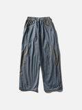 Muted Purple Color-Blocked Wide-Leg Track Pants