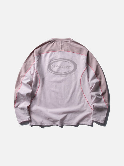 Color-Blocked Long Sleeve Crew Neck Top