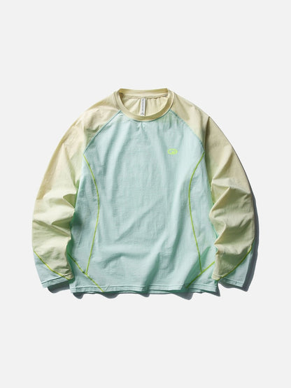 Color-Blocked Long Sleeve Crew Neck Top
