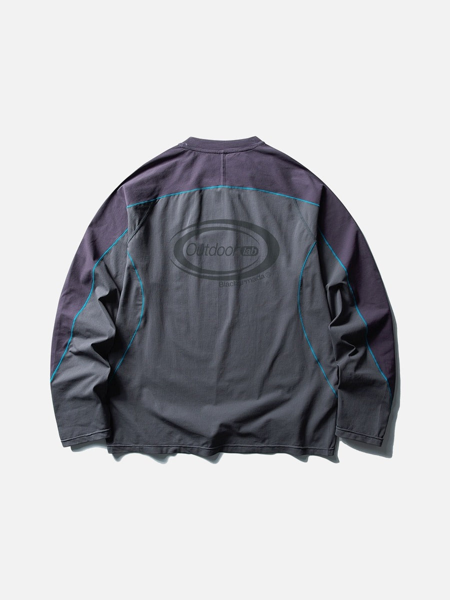 Color-Blocked Long Sleeve Crew Neck Top