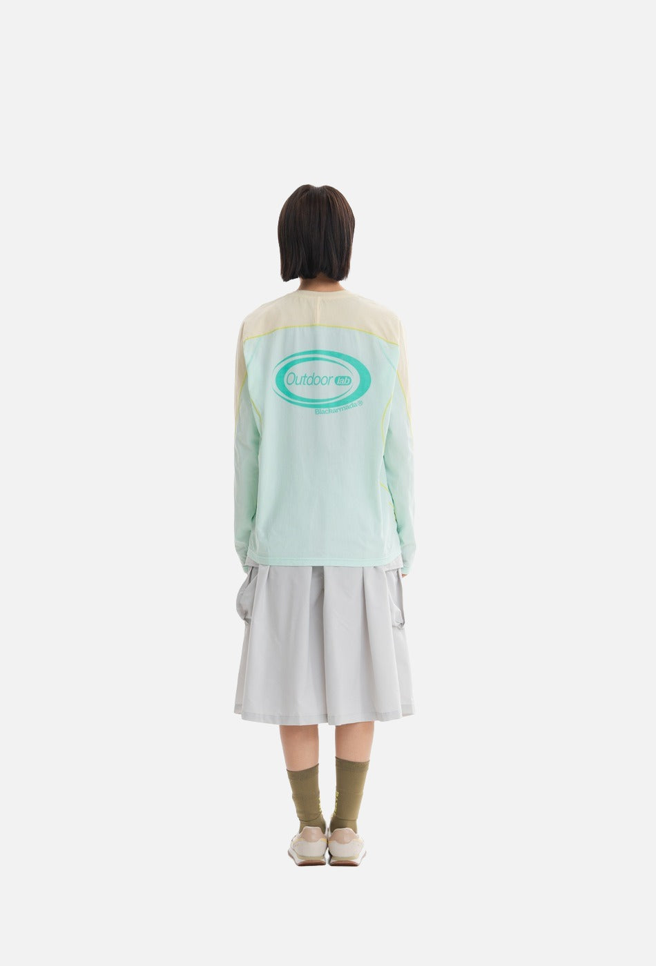 Color-Blocked Long Sleeve Crew Neck Top