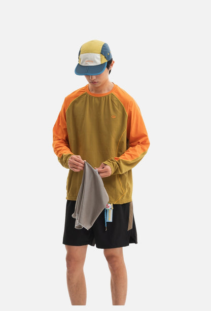Color-Blocked Long Sleeve Crew Neck Top