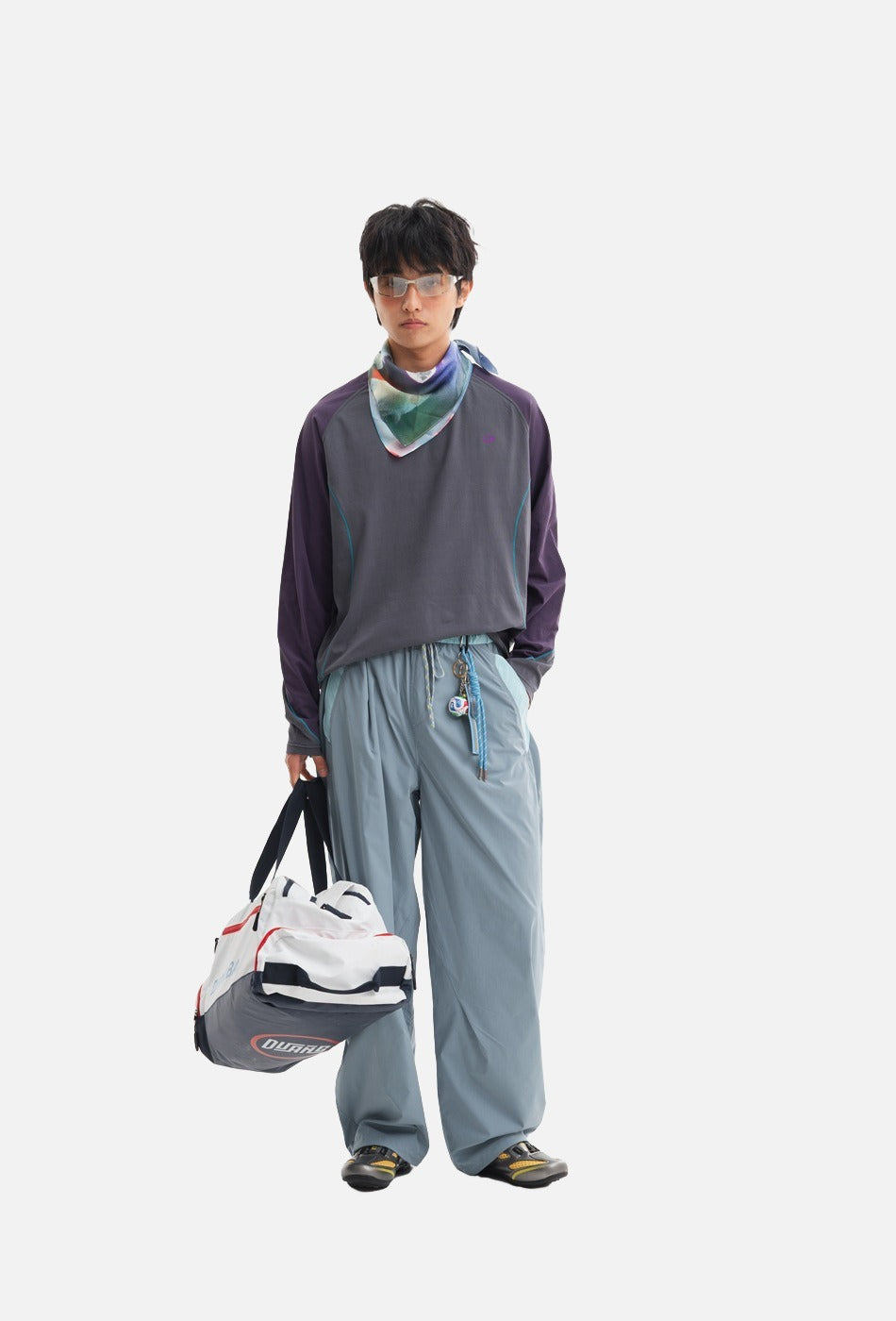 Color-Blocked Long Sleeve Crew Neck Top