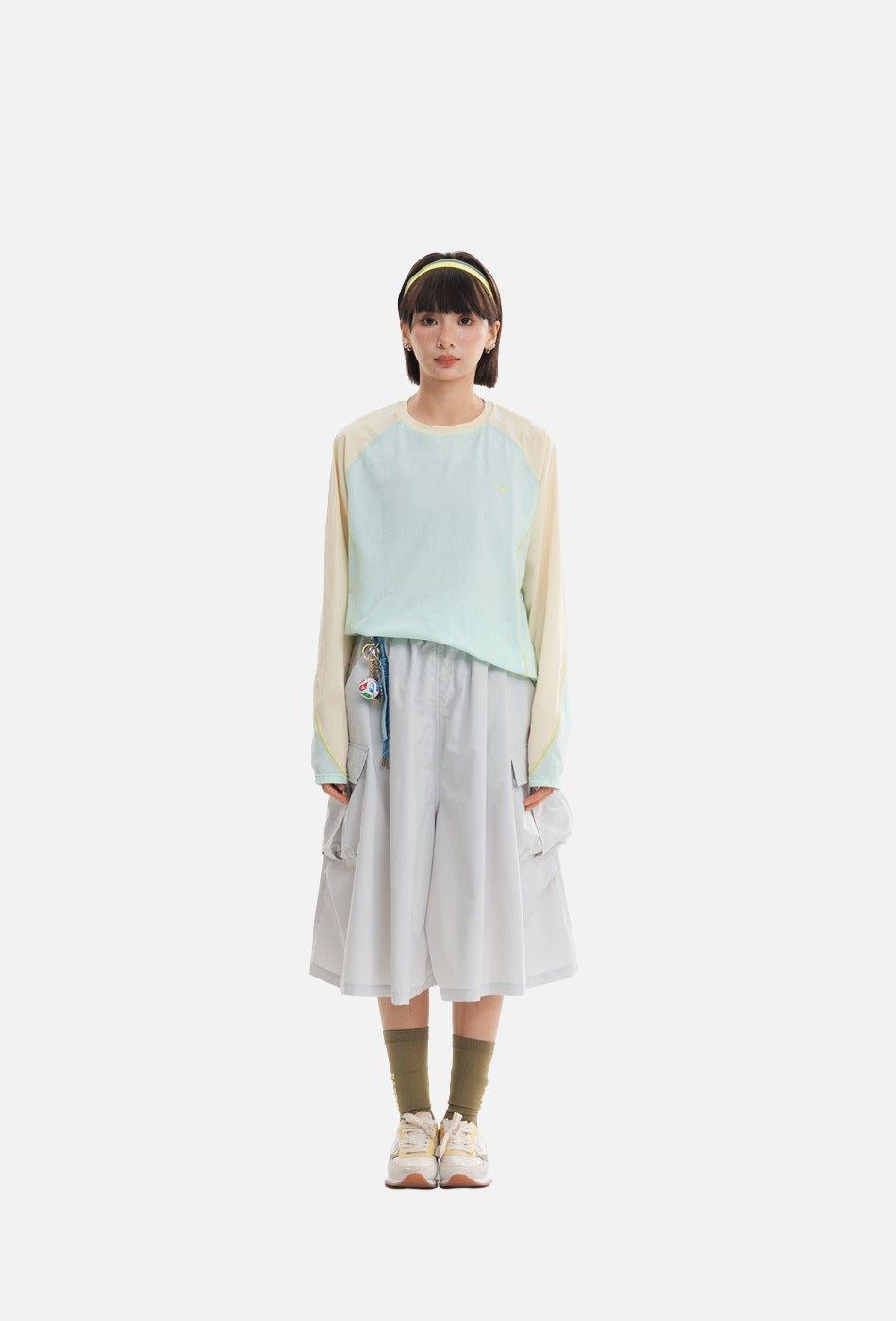 Color-Blocked Long Sleeve Crew Neck Top