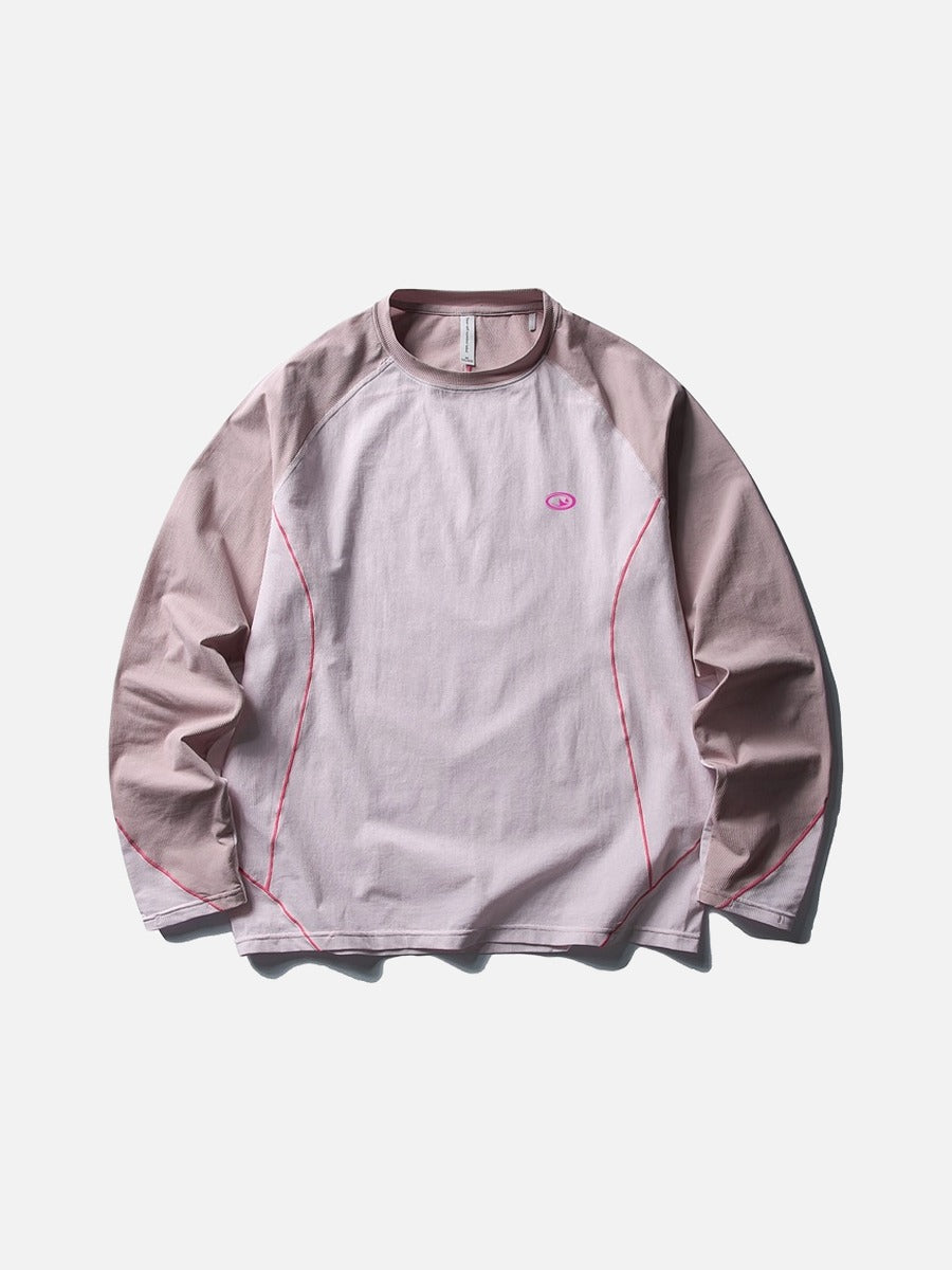 Color-Blocked Long Sleeve Crew Neck Top