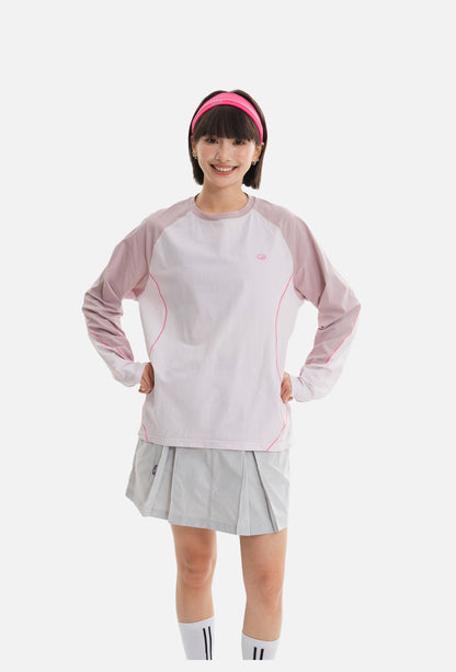 Color-Blocked Long Sleeve Crew Neck Top