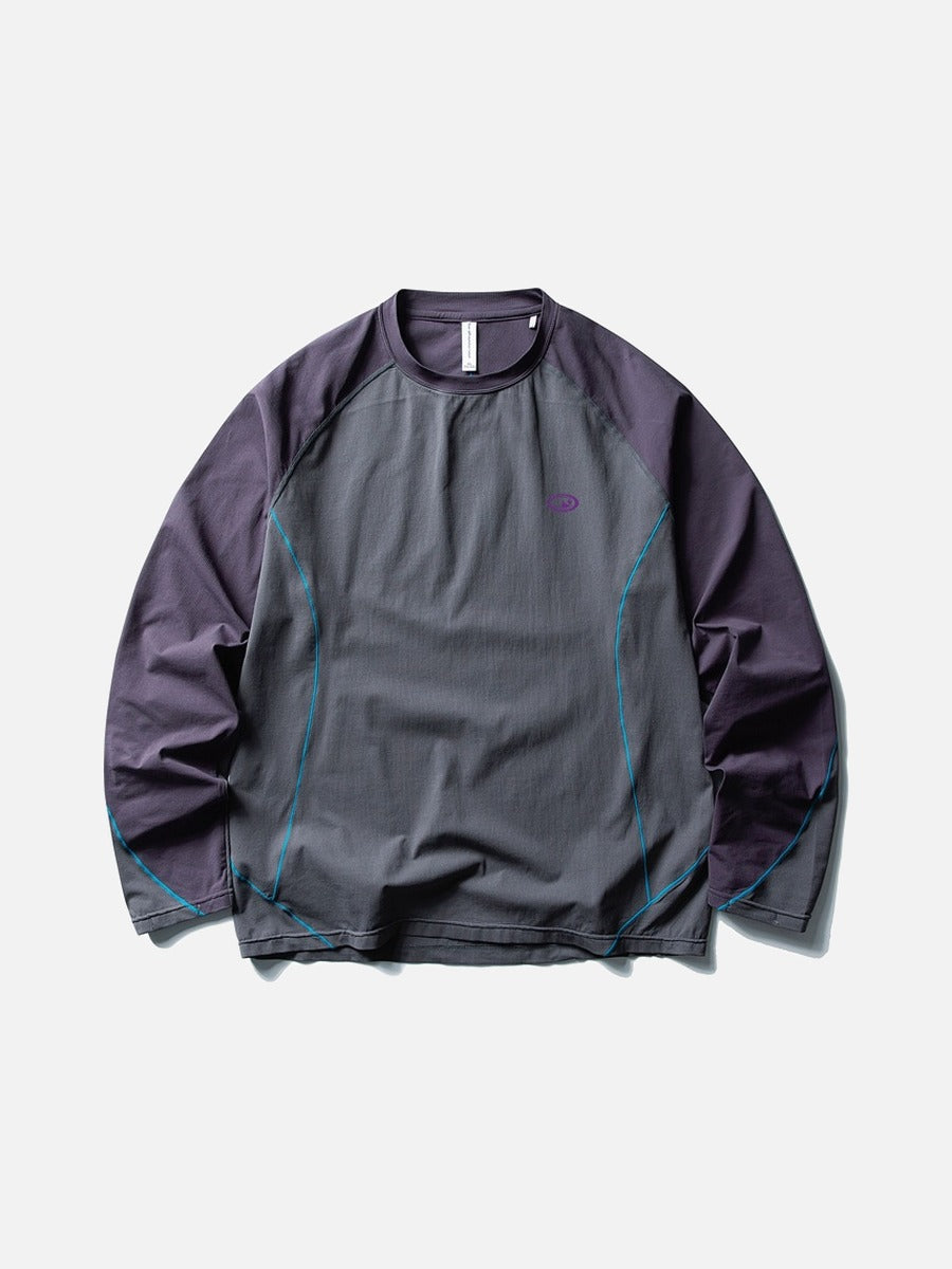 Color-Blocked Long Sleeve Crew Neck Top