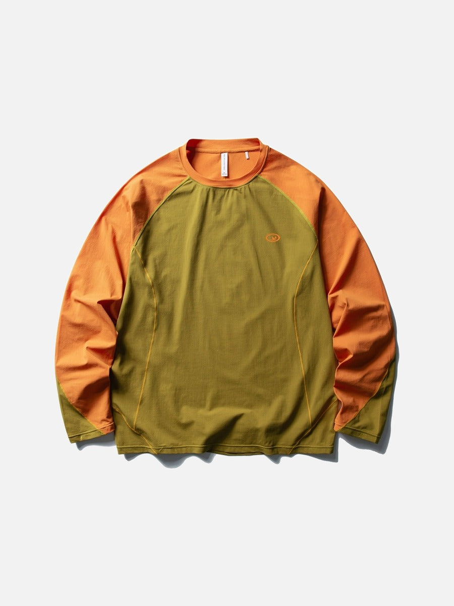 Color-Blocked Long Sleeve Crew Neck Top