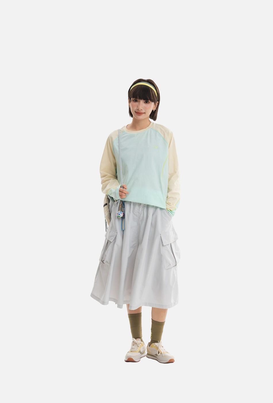 Color-Blocked Long Sleeve Crew Neck Top