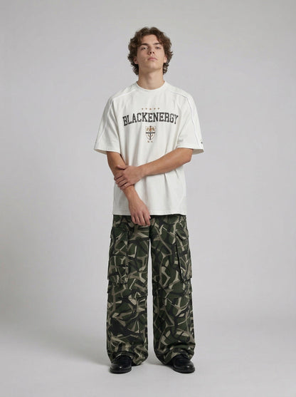 DAXUEN Oversized BLACKENERGY graphic t-shirt — model photo