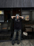 DAXUEN Oversized Apple Core Graphic Tee — model photo