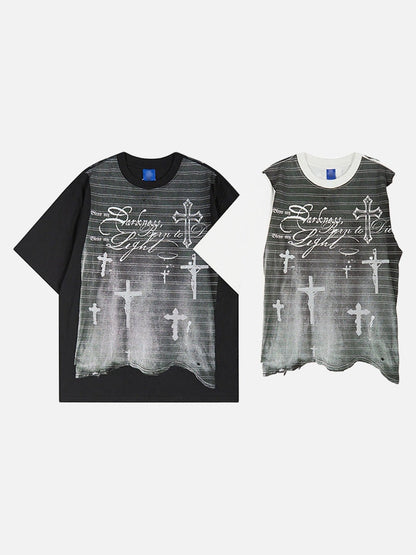 DAXUEN Oversized short-sleeved graphic T-shirt in black or white