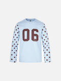 DAXUEN light blue long-sleeve t-shirt with blocky '06' graphic