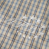 DAXUEN plaid button-up shirt with blotchy print