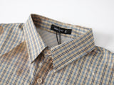 DAXUEN plaid button-up shirt with blotchy print
