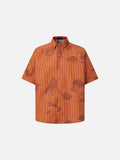 DAXUEN plaid button-up shirt with blotchy print