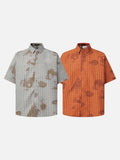 DAXUEN plaid button-up shirt with blotchy print
