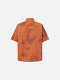DAXUEN plaid button-up shirt with blotchy print