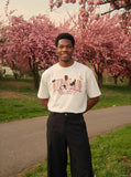 DAXUEN Oversized Bold Lettering Graphic Tee — model photo