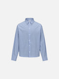 Blue and White Grid Pattern Long-Sleeved Shirt