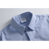 DAXUEN blue and white grid pattern long-sleeved shirt