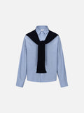 DAXUEN blue and white grid pattern long-sleeved shirt