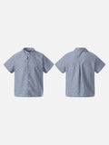 DAXUEN Men's blue micro-check short sleeve button-up shirt