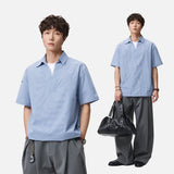 DAXUEN blue and white gingham popover shirt