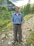 DAXUEN blue and white gingham popover shirt — model photo