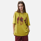 DAXUEN dark purple oversized blurred-figures graphic tee