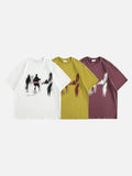 DAXUEN dark purple oversized blurred-figures graphic tee
