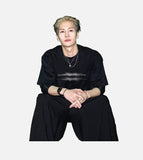 DAXUEN black oversized blurred-line graphic t-shirt