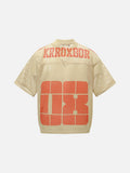 DAXUEN olive green oversized '08' graphic mesh football jersey