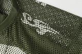 DAXUEN olive green oversized '08' graphic mesh football jersey